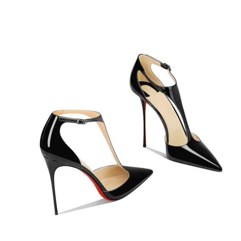 Leather Classic Strap - Escarpins noirs vernis à bout pointu